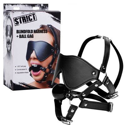 gags and blindfolds|Strict Eye Mask Harness With Ball Gag Black .